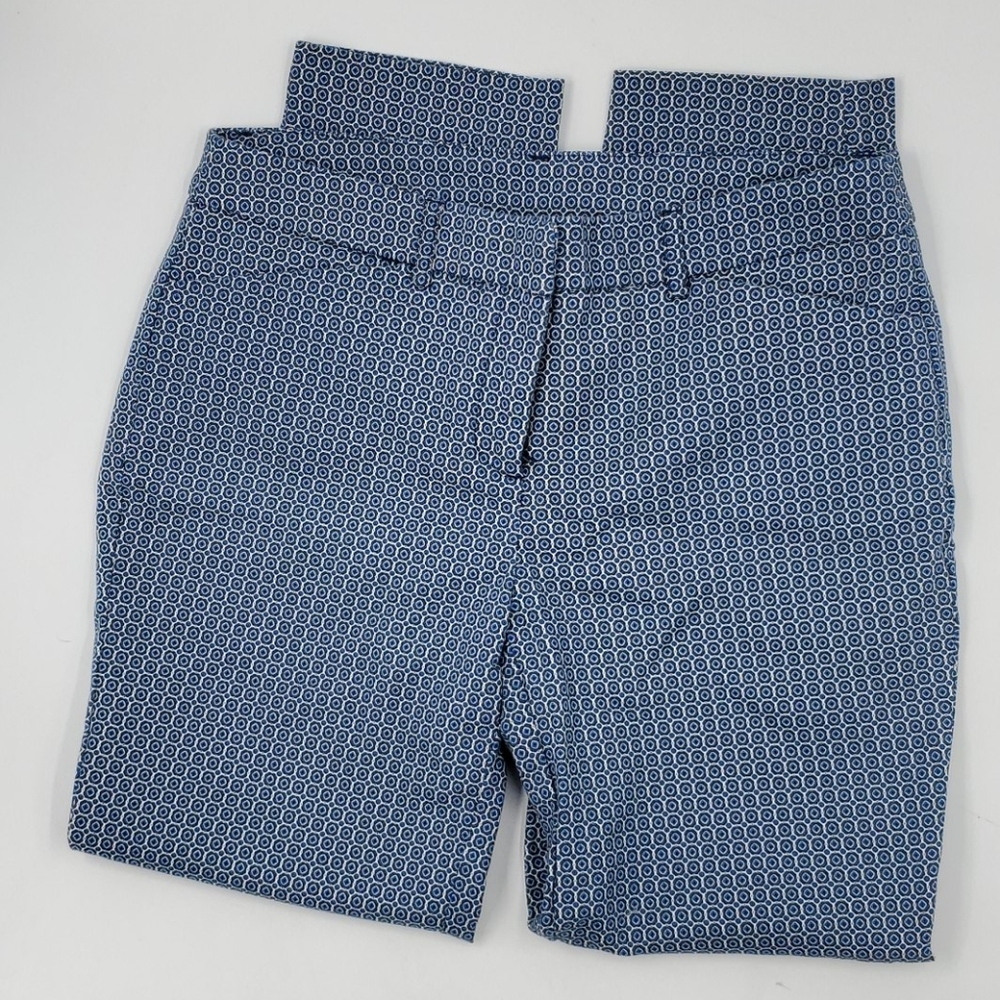 Adrienne Vittandini Stretch Blue Geometric Capri